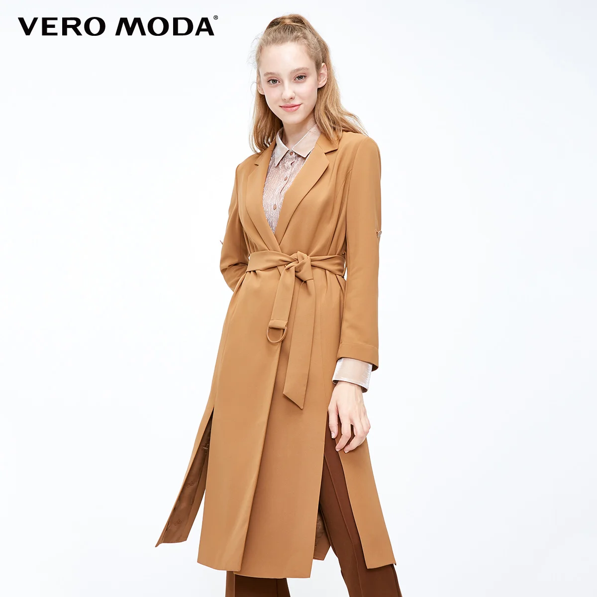 Vero Moda женское приталенное пальто с разрезом на одной пуговице | 318421503 - Цвет: Chipmonk brown