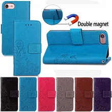 For IPhone 7 7plus 6 S 6S plus Four Leaf Leaves Leather Stand Phone Case For iPhone 4 4S 5 5S SE Wallet Cover Cases Accessories