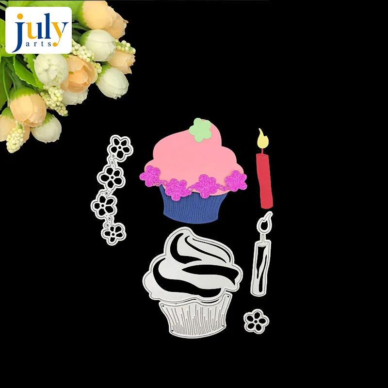 

Julyarts Ice Cream Cake Candle Flower Metal Die Cuts Cutting Dies For Scrapbooking Embossing Decorative Crafts DIY Paper Cards