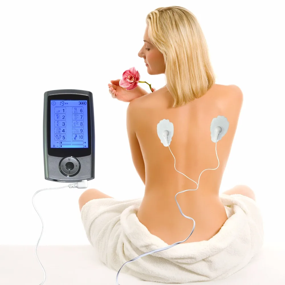 

2Pcs/Lot Dual Output Electric Tens Machine Massage Digital Therapy Pulse Device 10Mode Muscle Stimulator Body Pain Relief Unit