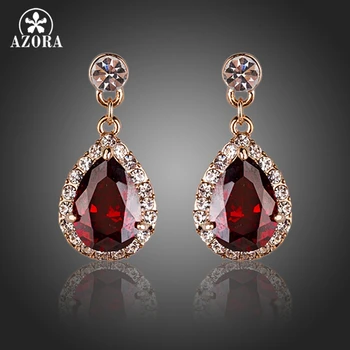 

AZORA Lover's Red Cubic Zircon Diamante Teardrop Earrings TE0106