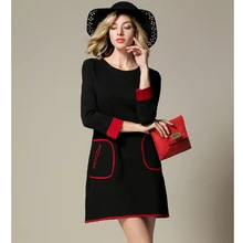 New Fall of New Europe Europe OL Commuter Slim Slim Long Sleeved Dress Patchwork Cute Office Dress Women’s Dresses