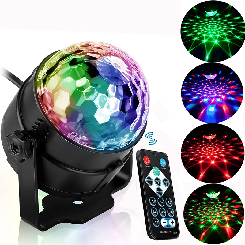 

Party Lights With Remote Control Dj Lighting RBG Disco Ball Strobe Lamp 7 Modes Stage Light For Home Room Dance Parties Birthday