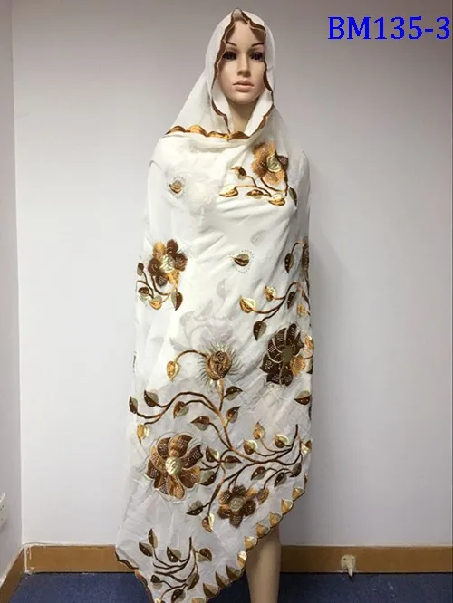 

2019 Nice design African Women Scarfs Big Embroidery Muslim Women Scarf Heavy Scarf for Wraps BM931