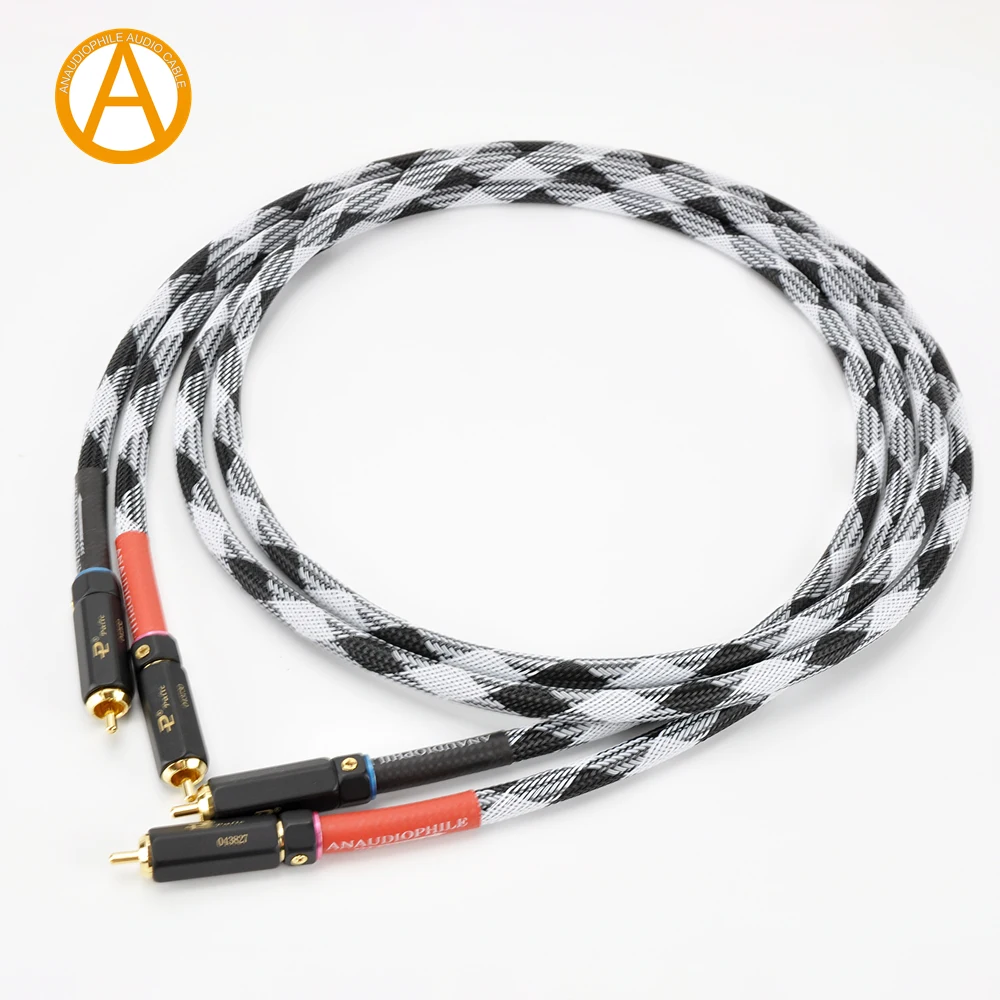 ANAUDIOPHILE HIFI RCA Cable Pair 6N RCA Interconnect Audio Cable Male To Male Phono Plug Preamp Power Amplifier Headphone AMP