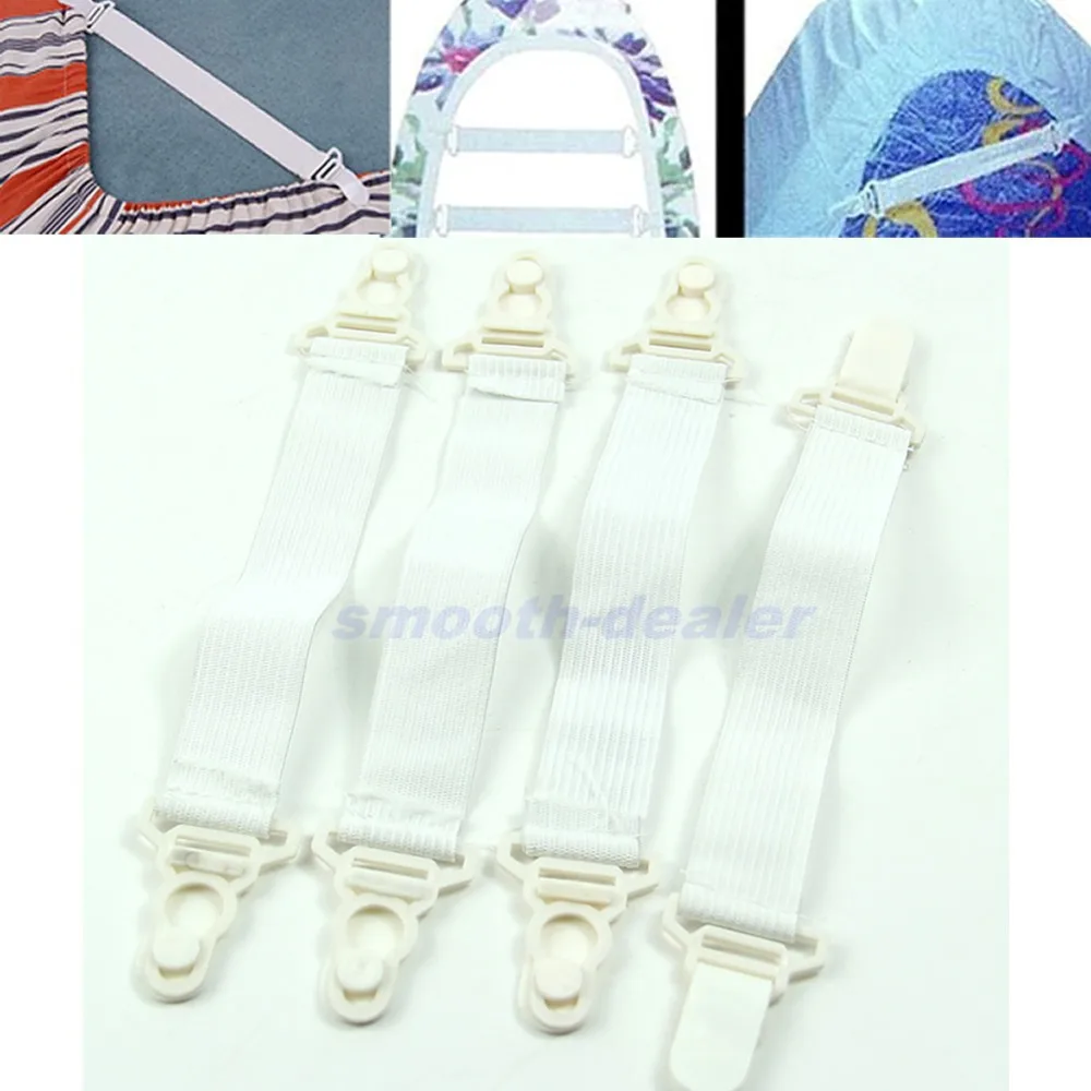 

E74 4 x Bed Sheet Mattress Cover Blankets Grippers Clip Holder Fasteners Elastic Set -PY-PY