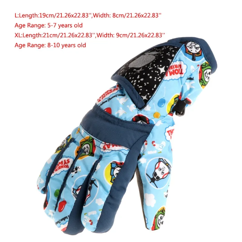 Детские зимние лыжные перчатки для мальчиков и девочек, теплые водонепроницаемые ветрозащитные зимние лыжные перчатки - Цвет: as the picture shows