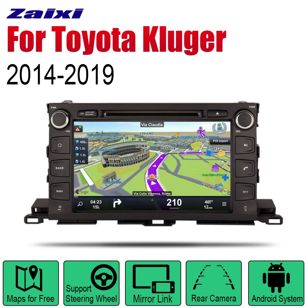 

ZaiXi Android Car DVD GPS Navi for Toyota Kluger 2014~2019 player Navigation WiFi Bluetooth Mulitmedia system audio stereo EQ