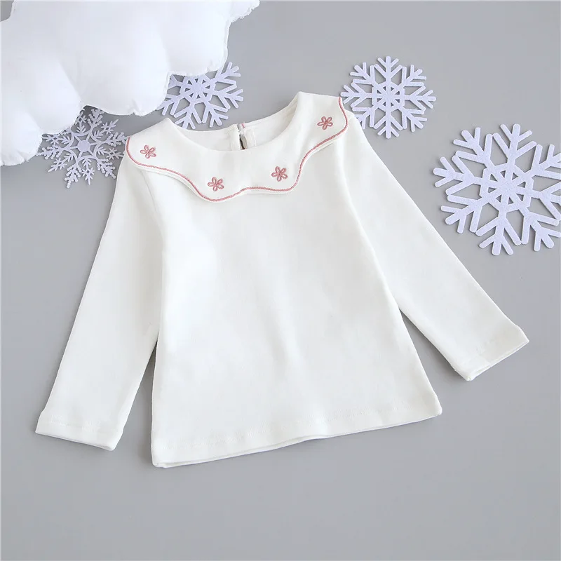 Осенняя одежда для маленьких девочек, Повседневная футболка принцессы с длинными рукавами, топы, белая хлопковая детская блузка для девочек, RT052 - Цвет: as picture