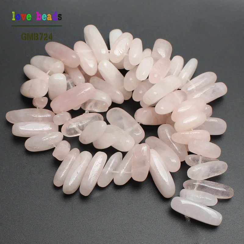 

Natural Rose Pink Quartz Stone Beads 15inche 15-20mm Stick Shape Stone Beads For Jewelry Making Bracelet Necklace