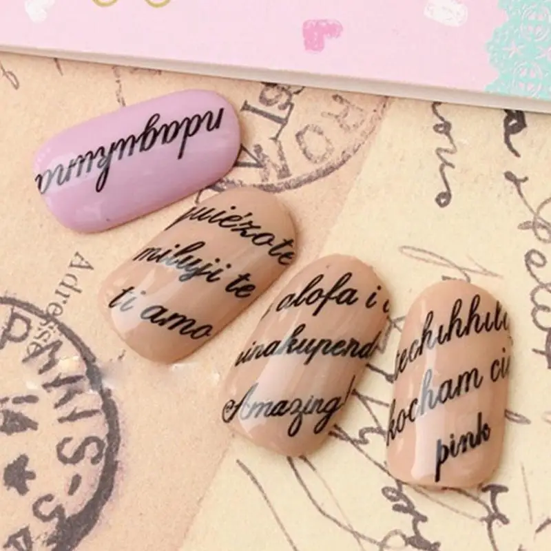 

Hot Selling English Letter Water Transfer Nails Art Sticker Little Element Nail Wrap Sticker Tips Manicure Nail Foil Transfer
