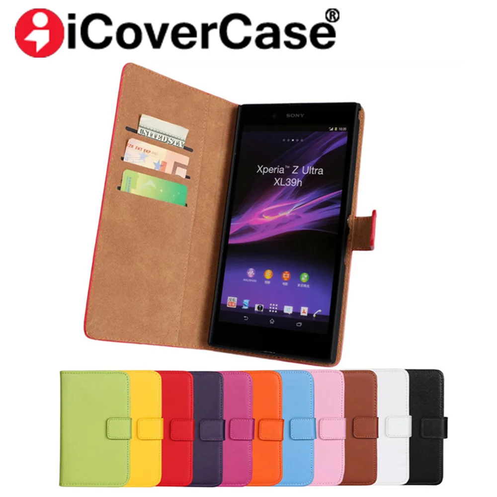 

Luxury Vintage Leather Wallet Case Flip Cover For Sony Xperia Z Ultra XL39h C6802 LTE C6806 C6833 Card Slots And Stand