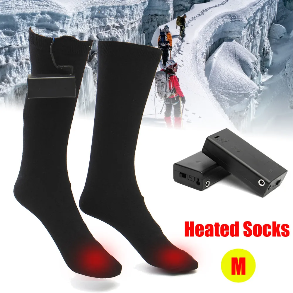 Pair Electric Heated Cotton Hot Boot Socks For Motorcycle Riding Skiiing Outdoor Sports