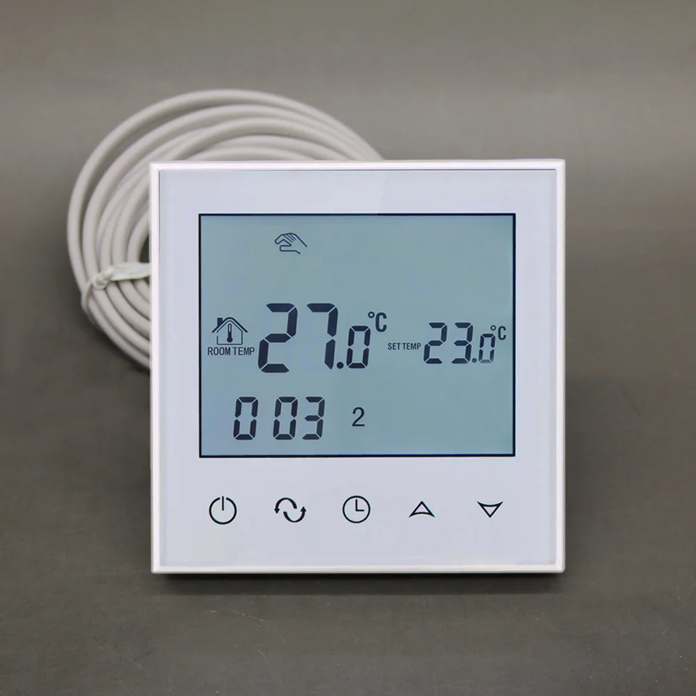 Beok Терморегулятор с сенсорным ЖК-экраном термостат для комнатной электрической системы подогрева полов с черной/белой подсветкой