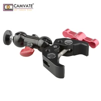 4 screw camera CAMVATE Crab Clamp Bracket with 1/4" Screw Double Ball Head Mount (Black T-handle) C1701 camera photography accessories (5)