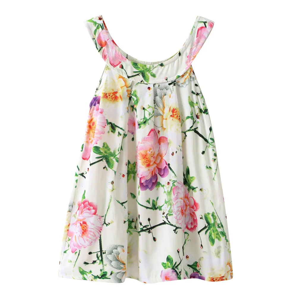 

Floral Print Summer Cute Baby Kids Girl Vest Toddler Princess Party Floral Print Shirt Tops MUQGEW Above Knee Off Shoulder