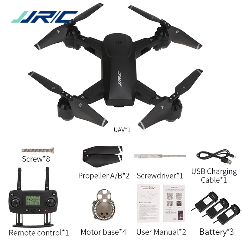 JJRC H78G 5G WiFi FPV 1080P широкоугольная HD камера gps двойной режим позиционирования складной Радиоуправляемый Дрон Квадрокоптер RTF Профессиональный Дрон - Цвет: black with 3 battery