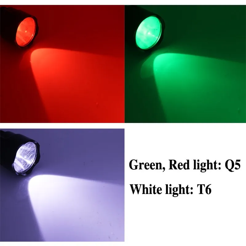 1 Set Tactical Flashlight led flashlight White/Green/Red CREE T6 led torch+battery+Charger+Pressure Switch Mount Hunting Rifle Gun Light Lamp