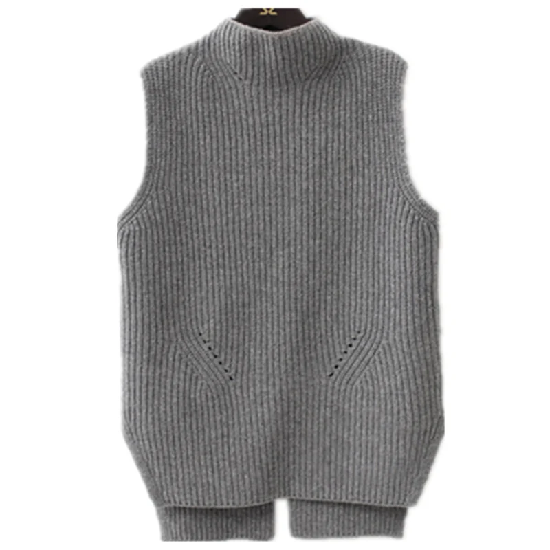 

TAILOR SHEEP wool vest women loose half-high collar knit wool vest pullover ladies sleeveless jumpers