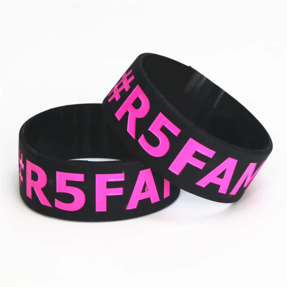 Модные 5 шт. R5 Семья Wristband силикона " широкополосный резиновые браслеты& браслеты для концерта музыки взрослых Размеры, ювелирное изделие, подарок SH091 - Окраска металла: Black Purple
