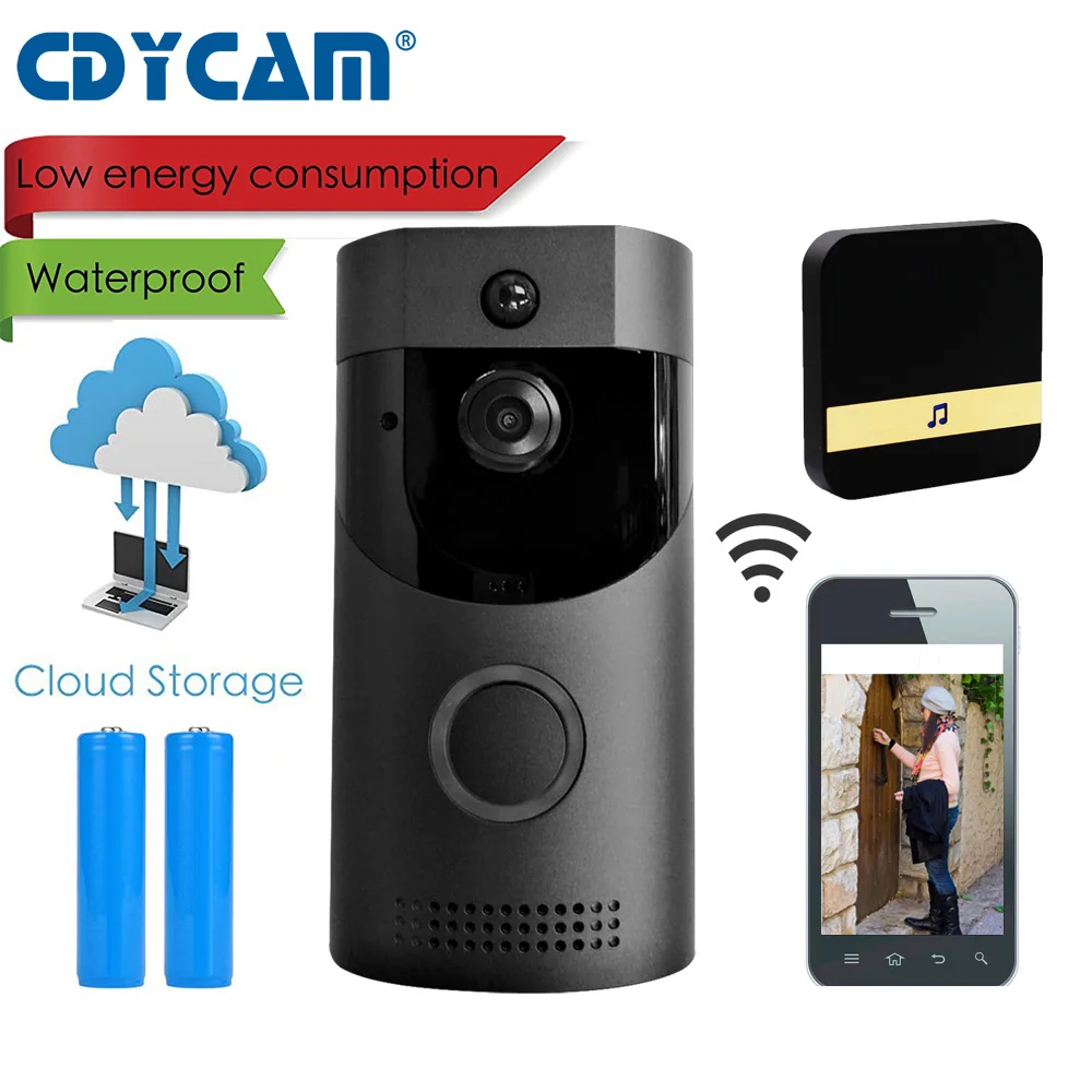 

CDYCAM Waterproof 720P HD Wireless WiFi Video Doorbell PIR Doorbell Camera Night Vision Two-Way Audio Battery Wireless Doorbell