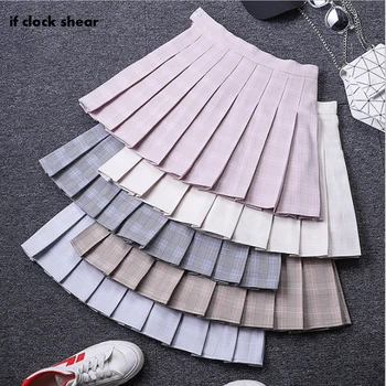 

Women High Waist Mini A-line Sailor Skirt School Girls Uniforms Lolita Pleated Skirt Harajuku Victoria Secret Pink Plaid Skirt