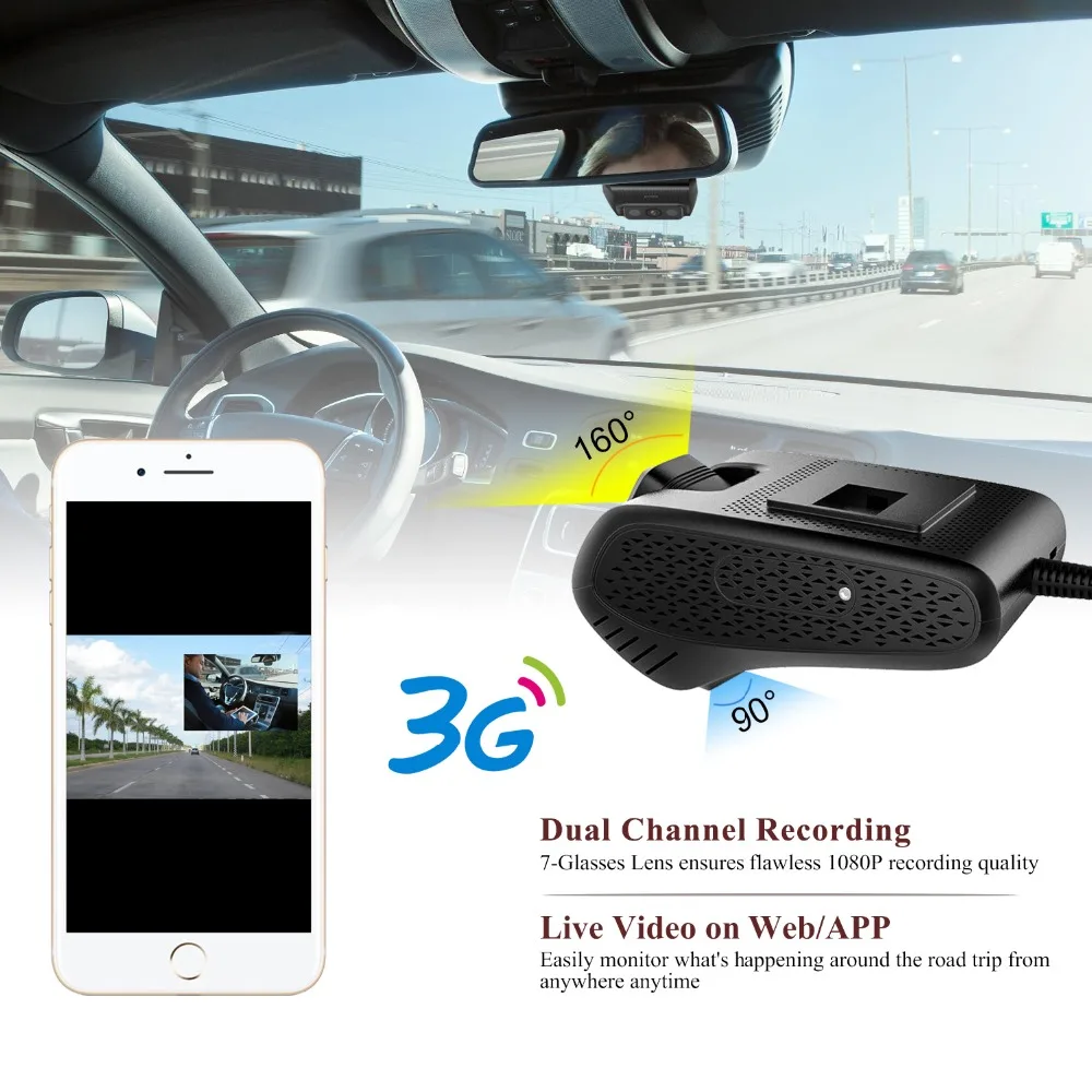 Dealcoo Видеорегистраторы для автомобилей Камера ADAS 1080 P Full HD WDR 3g WI FI gps отслеживания