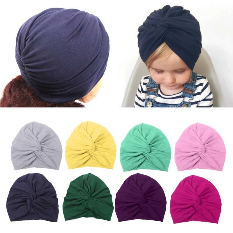 

Cute Baby Hat Cotton Soft Summer Turban Knot Hat Newborn Cap For Baby Girls