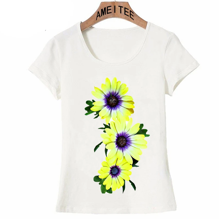 African Daisies Lemon Symphony Design t shirt Fashion Women Short