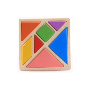 

Chanycore Baby Learning Educational Wooden Toys Puzzle Jigsaw Tangram Shape Frame 13cm Matching Enlightenment Kids Gifts 4077