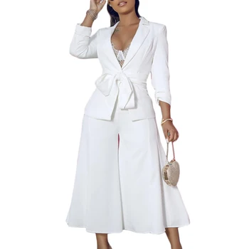 

African women's elegant professional wear two-piece new women's casual suit jacket women's fashion wide-leg pants two-piece suit