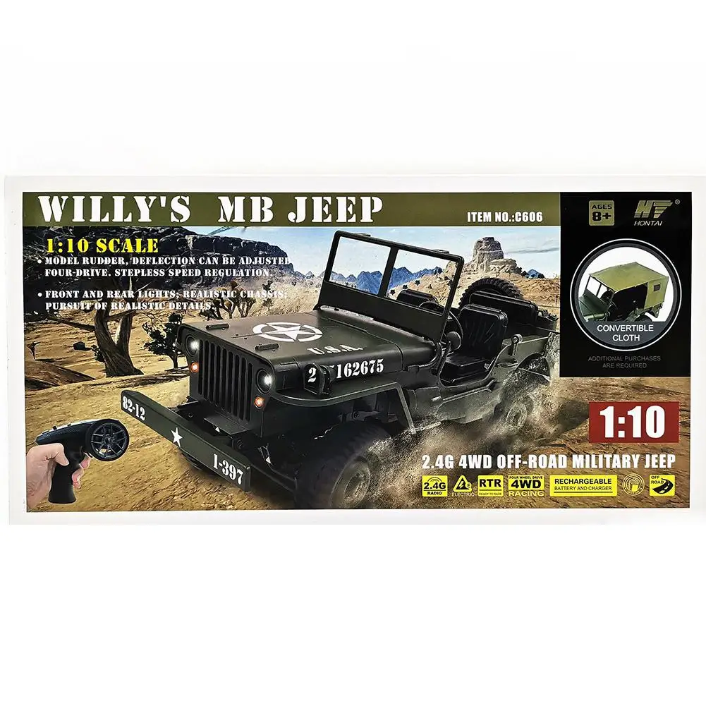 LeadingStar 1:10 Remote Control Car C606 Four-wheel Drive Climbing Jeep RC CAR Convertible Toy Car