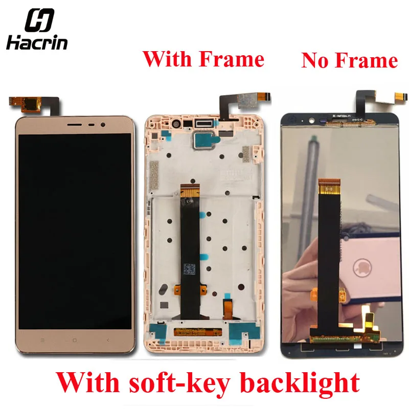 

LCD Screen For Xiaomi Redmi Note 3 lcd display With Touch Panel Replacement For hongmi Note 3 Pro + Frame soft-key backlight