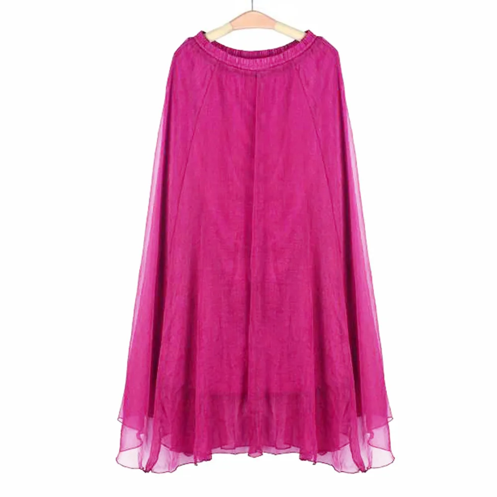 Ostrich летняя Длинная женская юбка богемный бренд шифоновая юбка макси Falda эластичная талия трапециевидная пляжная юбка из вуали D0935