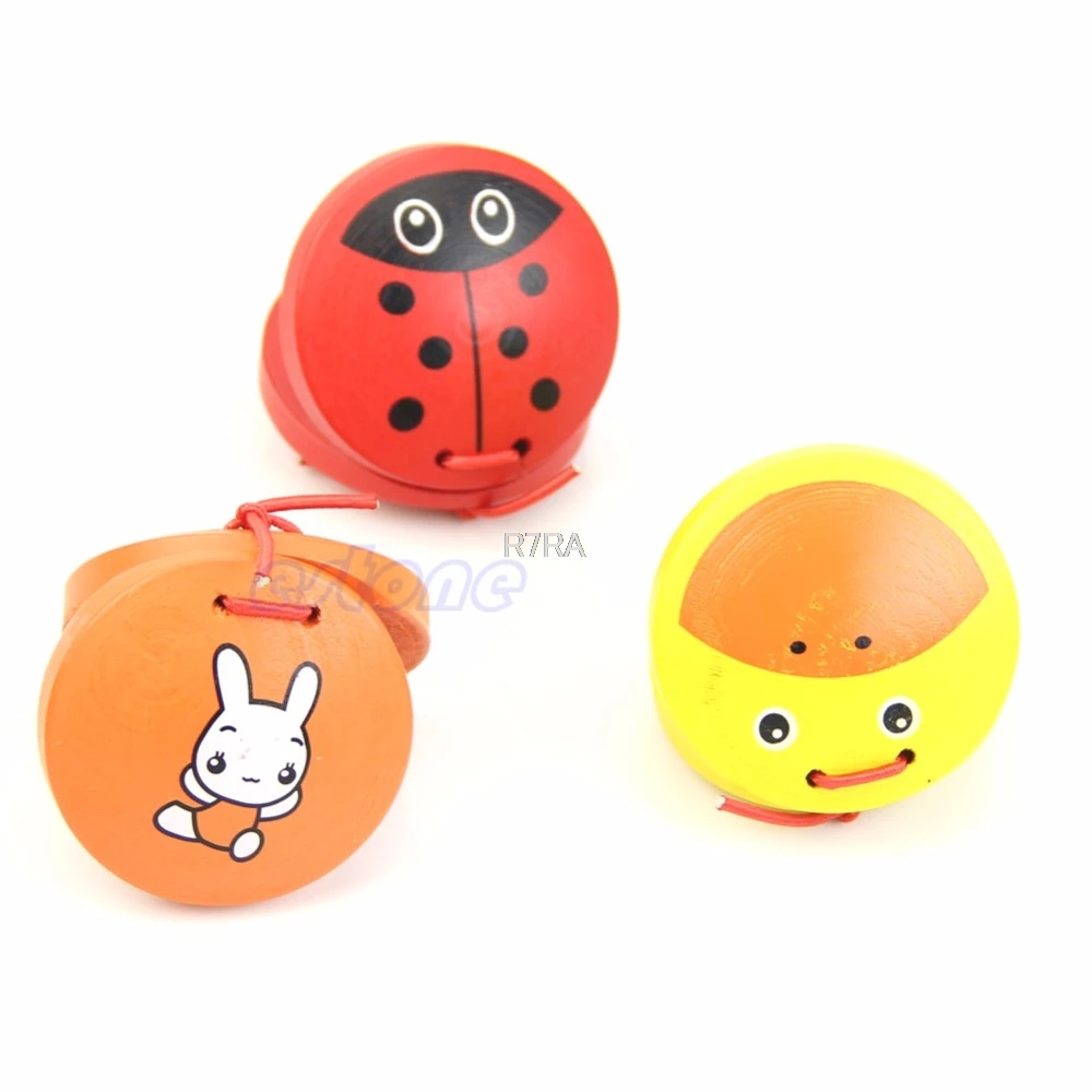 Kids Cartoon Wooden Castanet font b Toy b font Children Musical Percussion Instrument Gift TwFi
