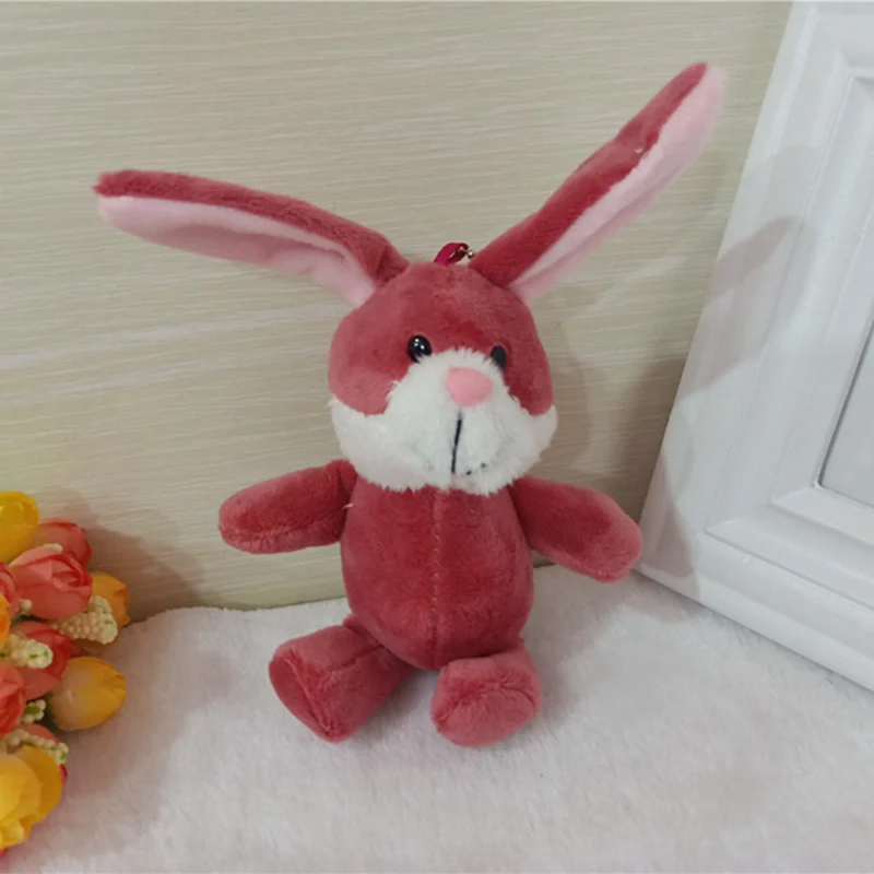 Милый кролик/Динозавр/свинья плюшевые игрушки мягкие животные Мини кролик сумка кулон плюшевый брелок в виде кукол для детей Подарки для девочек - Цвет: 4