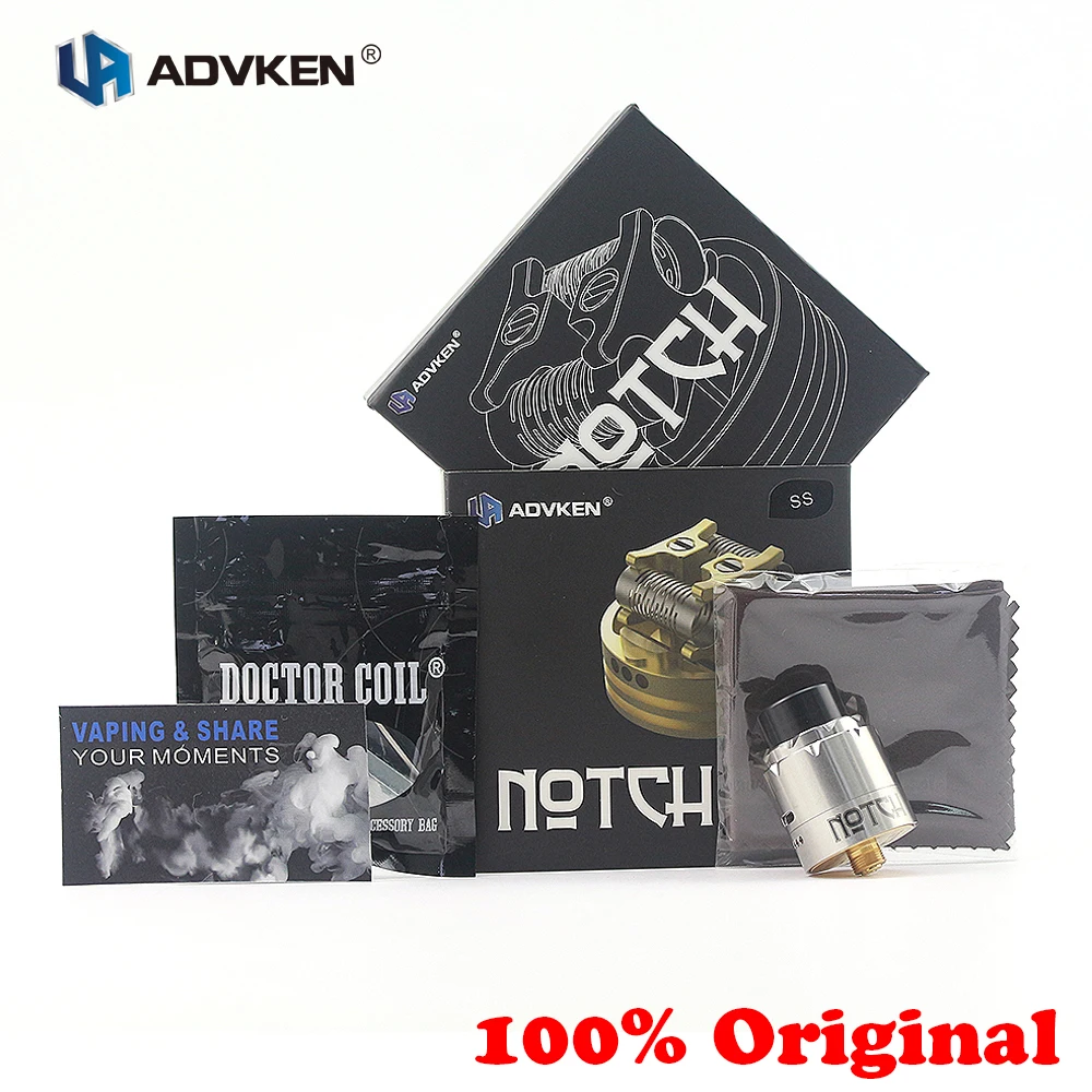 

E-cigs Atomizer Advken Notch RDA 24MM Atomizer Tank Knurled Top Caps fitting 510 E-cigarette box mod Vape Tank vs Manta RDA