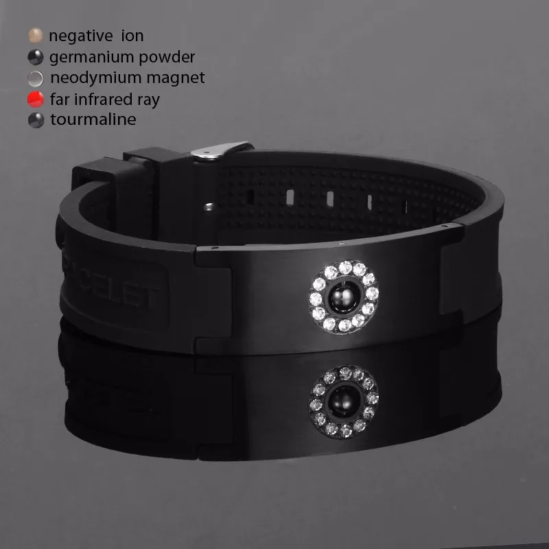 Hottime Tourmaline Energy Balance Bracelet Tourmaline Health Care Jewelry For Mens Germanium Magnetic Bracelets Bangles 20011