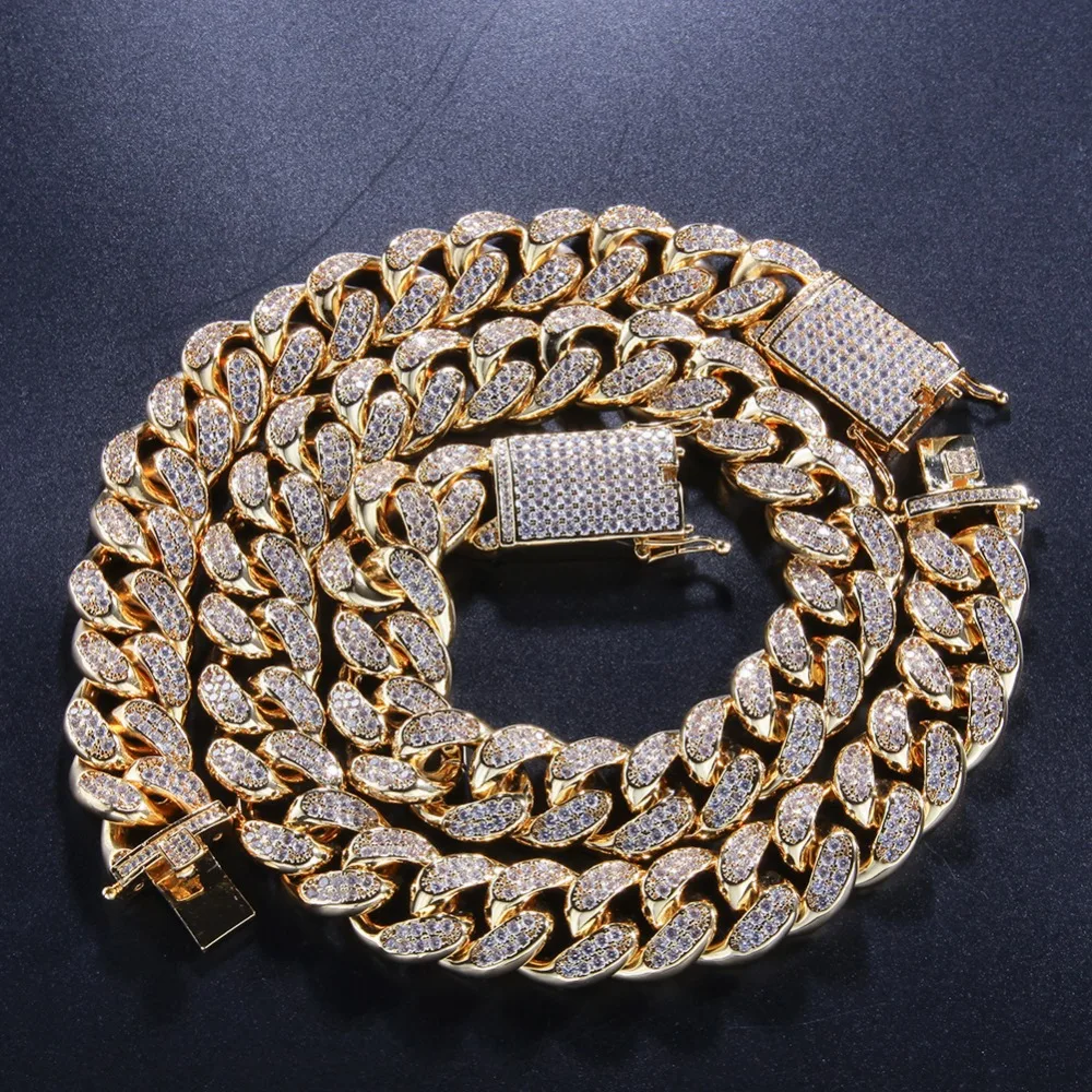 Best Uwin 20mm Cubic Zirconia Cuban Link Chains Bracelets Set Fashion Hiphop Iced Out Necklace Jewelry For Men Drop Shipping