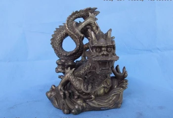 

8 Chinese Refined Brass Copper Feng Shui Lucky Wealth Ferocious Dragon Sculpture