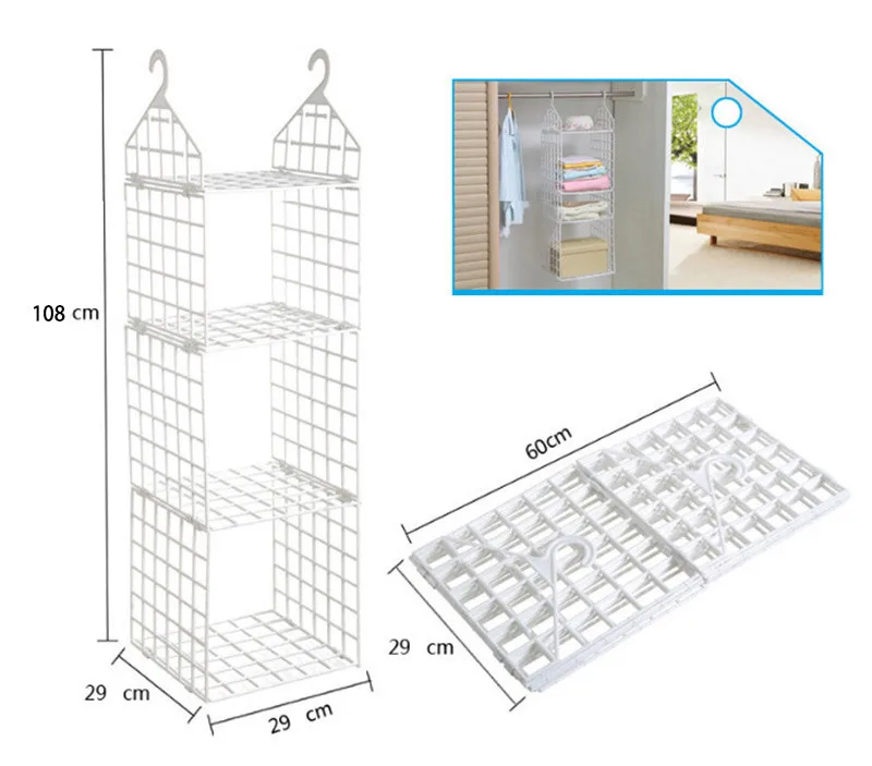 Складной шкаф для одежды и нижнего белья, подвесные полки на крючках для хранения вещей, полки для шкафа, пластмассовые держатели для вещей