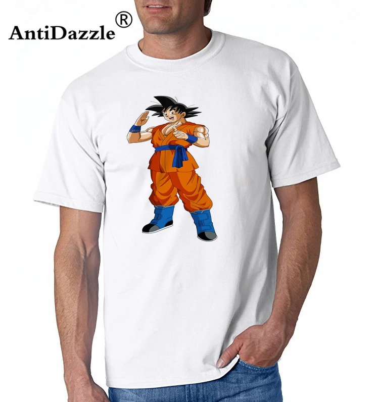 Смешно Хип-Хоп Футболка Dragon Ball Saiyan Goku ночью Взрослый хлопок короткий рукав