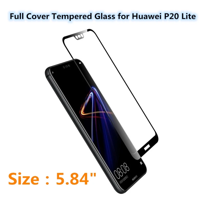 Полное покрытие закаленное Стекло для huawei P20 Lite Экран Защитная пленка защитный 5 84