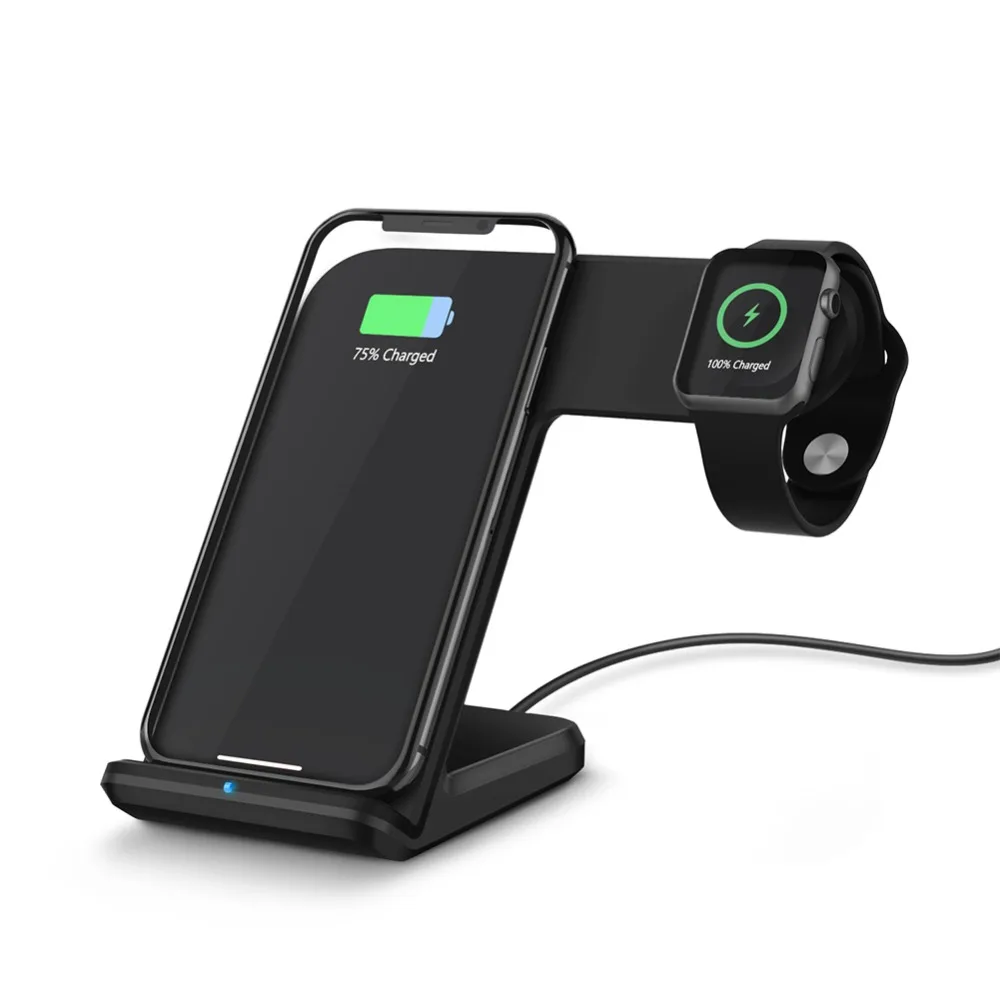 Беспроводная зарядная док станция 2 в 1 для Apple Watch Series 3 4 iPhone X XS MAX 8 Plus Samsung|Зарядные