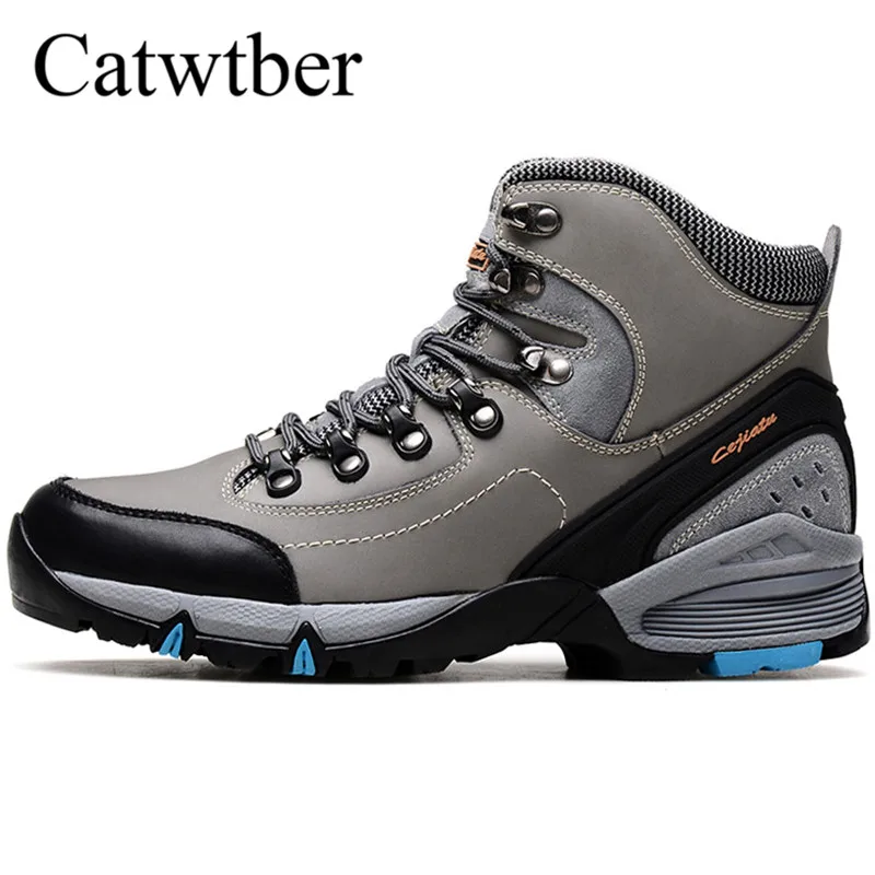 

Catwtber Mens Work Shoes Leather Ankle Boots Male Shoes Casual Footwear Leather Shoe Soft chaussure homm Walking Outdoor sport