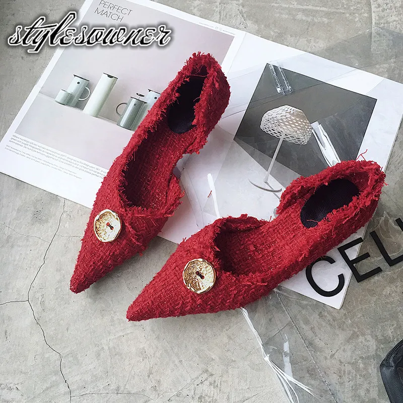 

Stylesowner Top Selling Good Quality Look Thin Woman Pumps Shoes Pointed Toe Low Heels Hand-made Black Solid Color Female Shoes