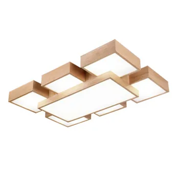 

Nordic Led5/7 Head Ceiling Lamp Japanese Style High-End Hall Simple Modern Wood Living Room Headlights Home Wood Lamps LED