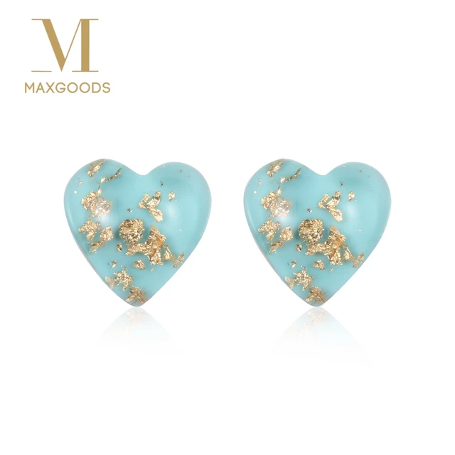 1 Pair Chic Mini Heart Ear Studs Natural Blue Stone Earring For 1 Pair Chic Mini Heart Ear Studs Natural Blue Stone Earring For Women Bridel Wedding Earrings