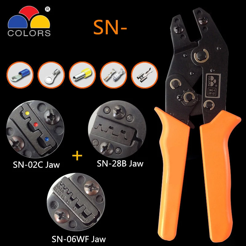 

COLORS SN-02C SN-28B SN-06WF Mini European Straight Multi jaw terminal Crimping tool plier 0.25-6mm2 hand tools Crimper pliers