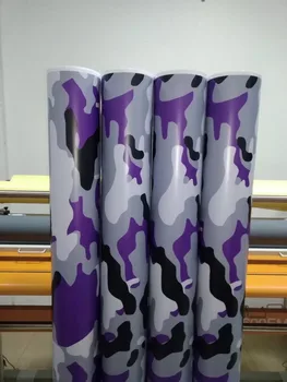

PROTWRAPS Purple white Snow winter Camo Camouflage Vinyl Wrap For whole car covering foil size 1.52x10m/20m/30m available